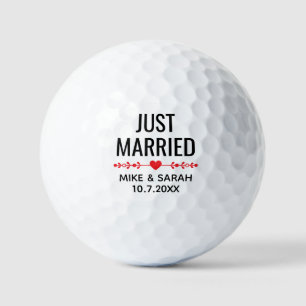 Personalized Just Married Golf Balls Wedding Favou