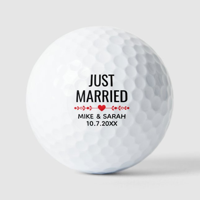 Personalized Just Married Golf Balls Wedding Favou (Front)