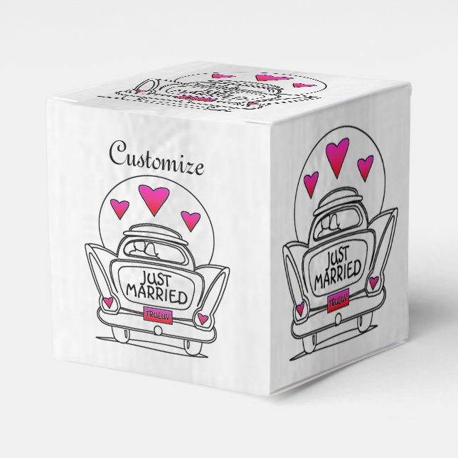 Personalized Just Married Honeymoon Car Cube Box (Front Side)