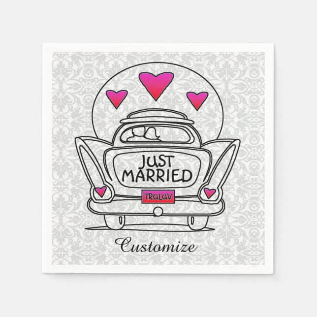 Personalized Just Married Honeymoon Car Napkins 2 (Front)