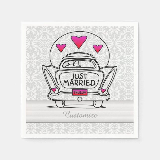 Personalized Just Married Honeymoon Car Napkins 3 (Front)