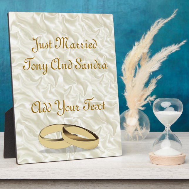 Personalized Just Married Wedding Table Plaque (Side)