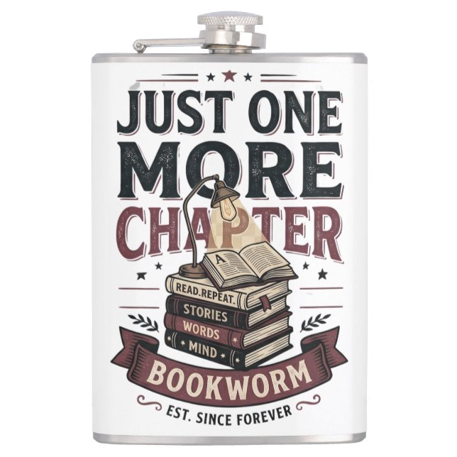 Personalized Just One More Chapter Est 1985 Bookwo Hip Flask (Front)