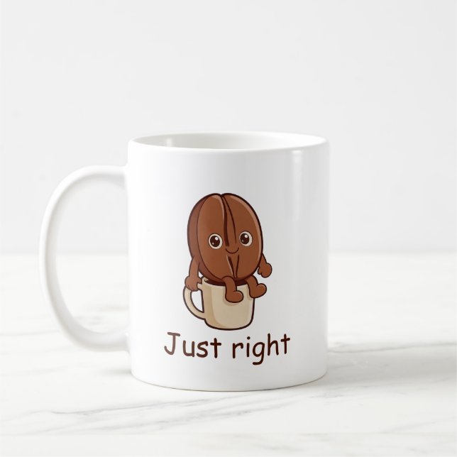 Personalized Just Right Cute Coffee Bean Character Mug (Left)