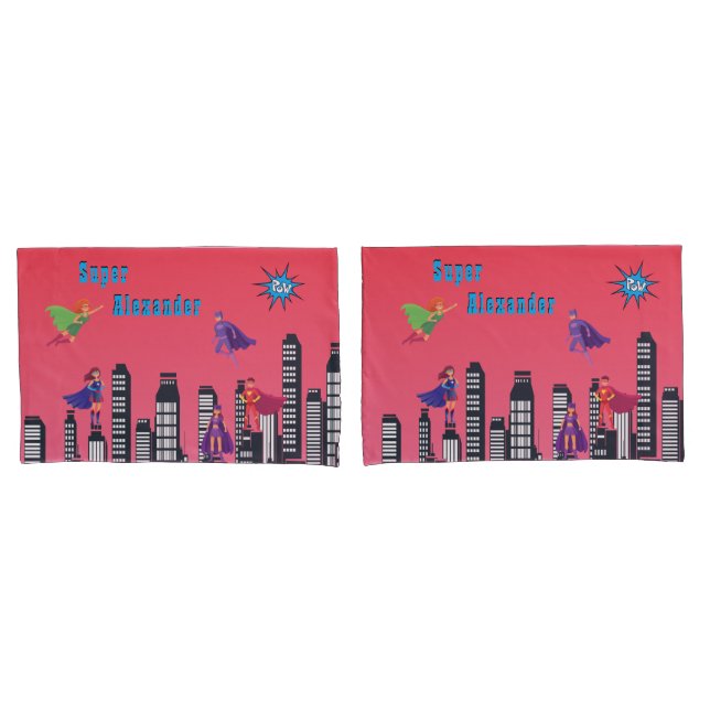 Personalized Justice Superhero Colourful Flying  Pillowcase (Front-Set)