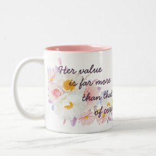 Personalized JW sisters gifts - Proverbs 3:15 Two-Tone Coffee Mug