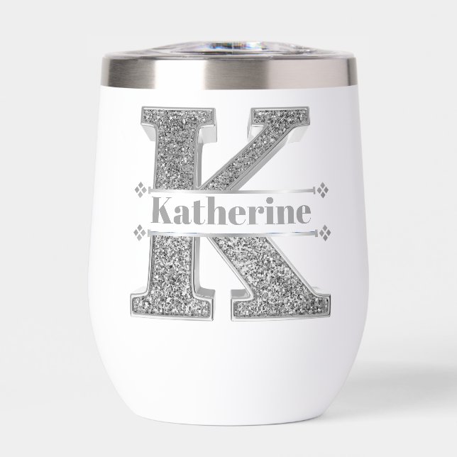 Personalized K Initial Silver Monogram Your Name (Front)