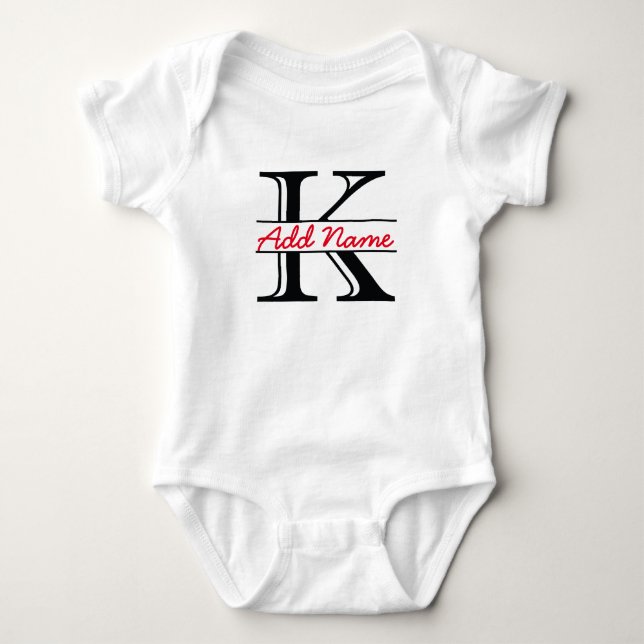 Personalized K Name Bodysuit (Front)