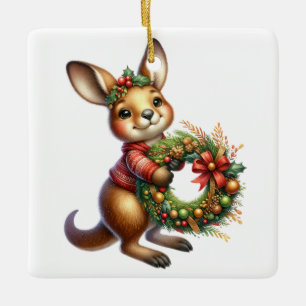 Personalized Kangaroo Australian Christmas Ceramic Ornament