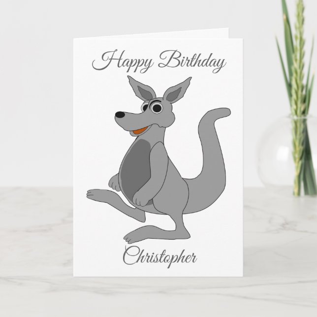Personalized Kangaroo Design Birthday Card (Front)