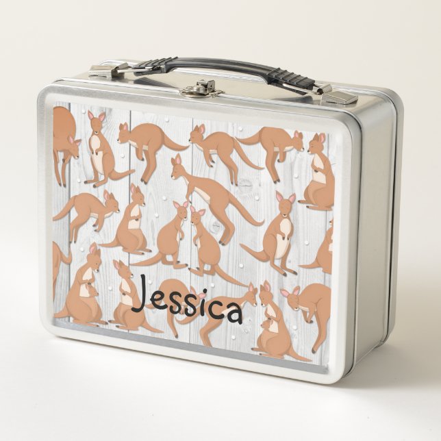 Personalized Kangaroo Metal Lunch Box  (Front)