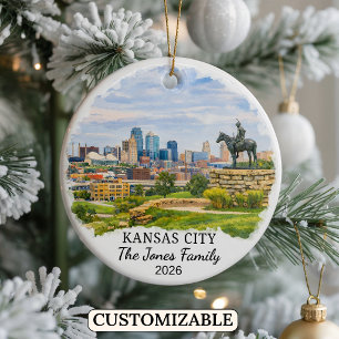 Personalized Kansas City Ornament, Custom Kansas Ceramic Ornament