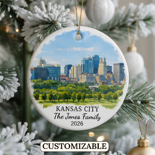 Personalized Kansas City Ornament, Custom Kansas Ceramic Ornament