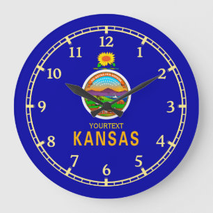 Personalized Kansas State Flag Design on Large Clock