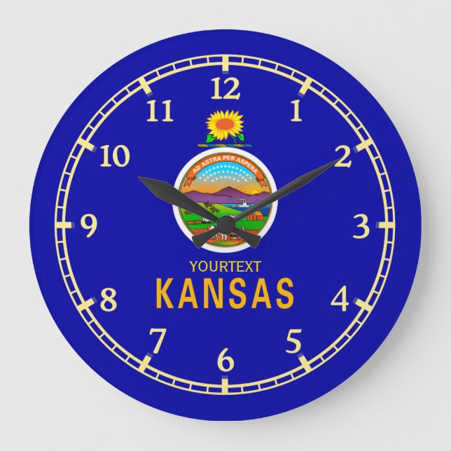 Personalized Kansas State Flag Design on Large Clock (Front)