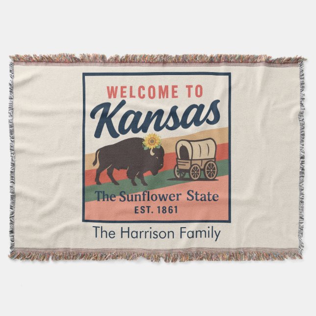 Personalized Kansas Throw Blanket (Front)