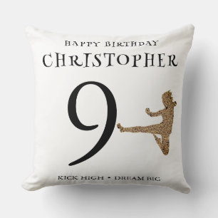 Personalized Karate Birthday Gift for Boy Age 9 Throw Pillow