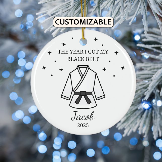 Personalized Karate Black Belt, Taekwondo Outfit Ceramic Ornament (Creator Uploaded)
