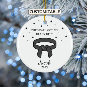Personalized Karate Black Belt, Taekwondo Outfit Ceramic Ornament