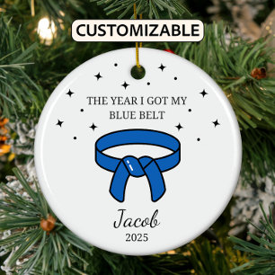Personalized Karate Blue Belt, Taekwondo Outfit Ceramic Ornament