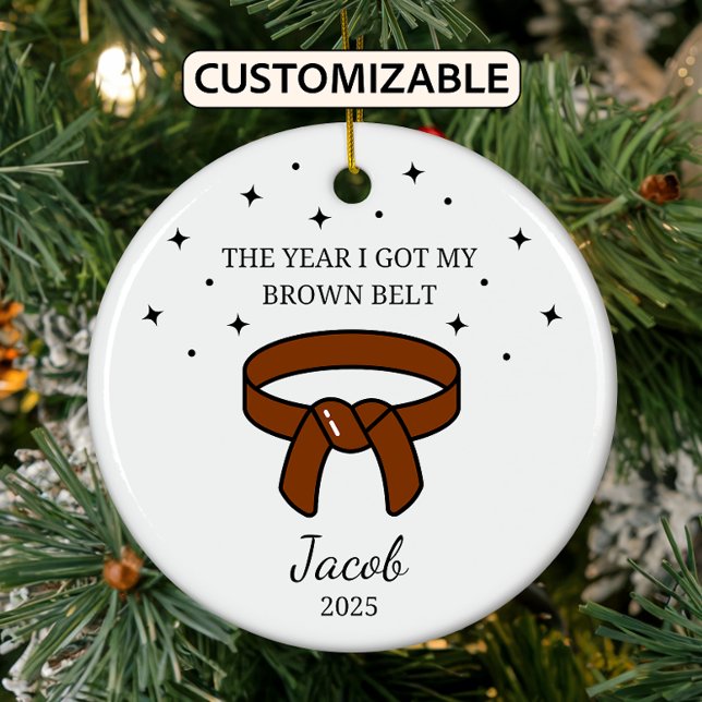 Personalized Karate Brown Belt, Taekwondo Outfit Ceramic Ornament (Creator Uploaded)