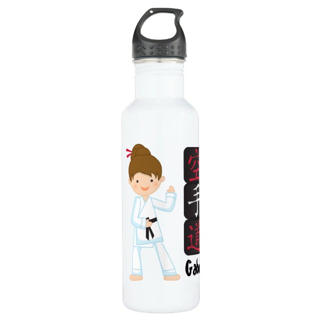Personalized Karate Girl 710 Ml Water Bottle (Front)