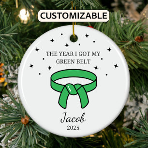 Personalized Karate Green Belt, Taekwondo Outfit Ceramic Ornament