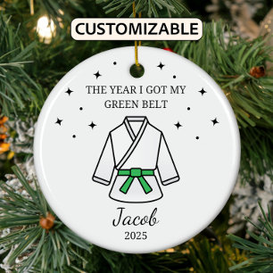 Personalized Karate Green Belt, Taekwondo Outfit Ceramic Ornament