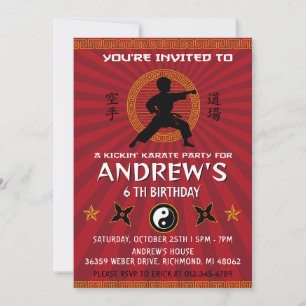 Personalized Karate Kung Fu Birthday Invitation