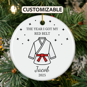 Personalized Karate Red Belt, Taekwondo Outfit Ceramic Ornament