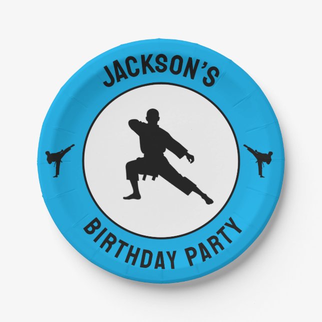 Personalized Karate / Taekwondo / judo Birthday Paper Plate (Front)