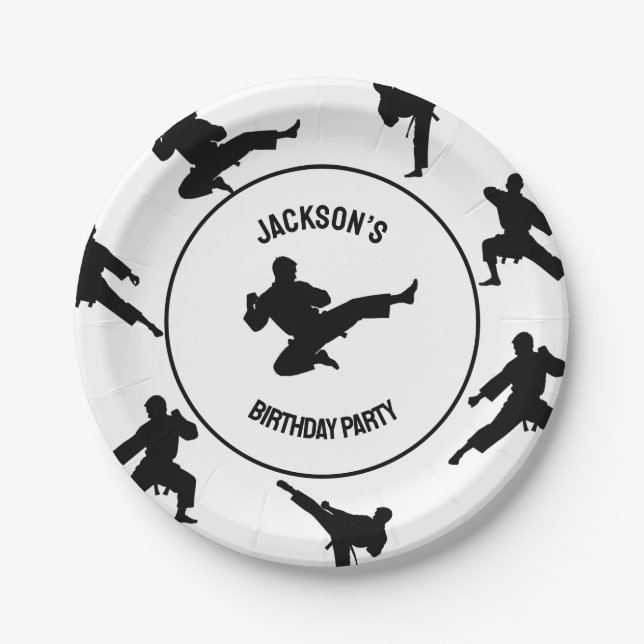 Personalized Karate / Taekwondo / judo  Birthday   Paper Plate (Front)