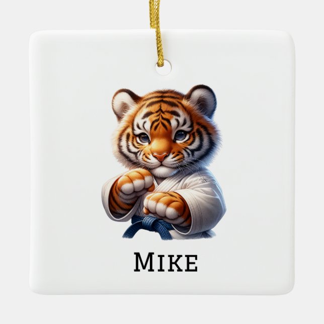 Personalized Karateka/Karate Christmas Ceramic Ornament (Front)