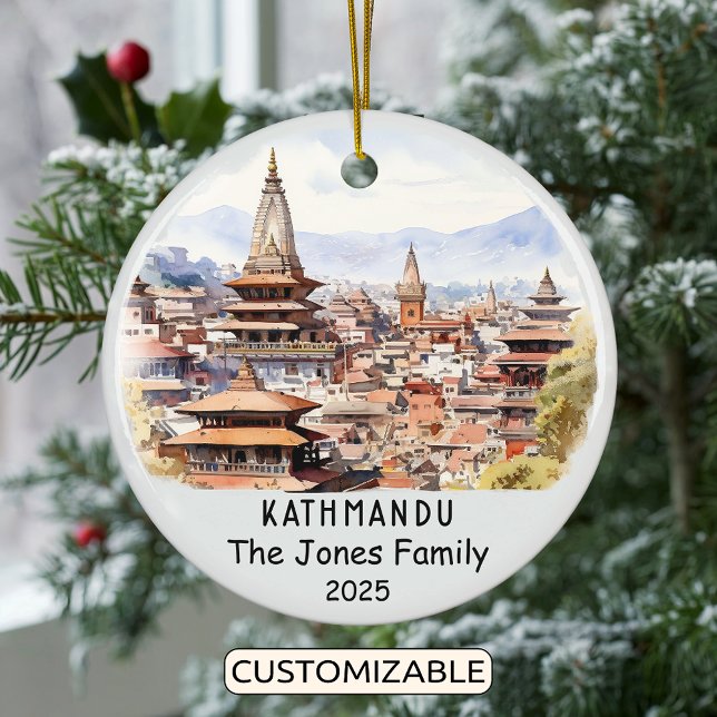 Personalized Kathmandu Ornament, Nepal Ceramic Ornament (Creator Uploaded)