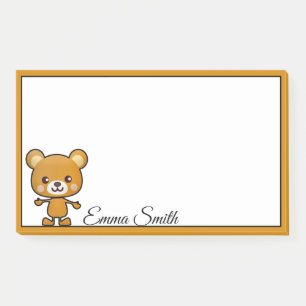 Personalized Kawaii Brown Bear Post-It Notes