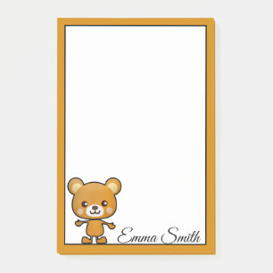 Personalized Kawaii Brown Bear Post-It Notes