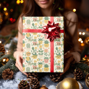 Personalized Kawaii Cactus and Succulent Gift Wrap