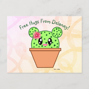 Personalized Kawaii Cactus Rainbow Desert Postcard