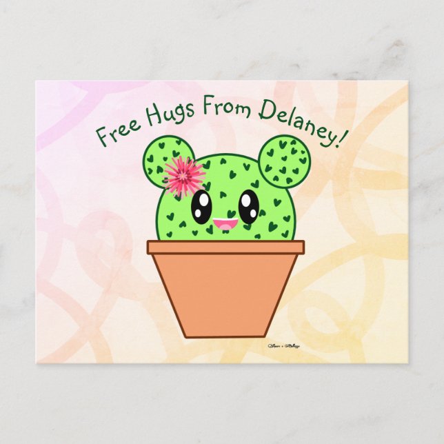Personalized Kawaii Cactus Rainbow Desert Postcard (Front)