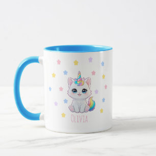 Personalized Kawaii Caticorn Name Printed Mug