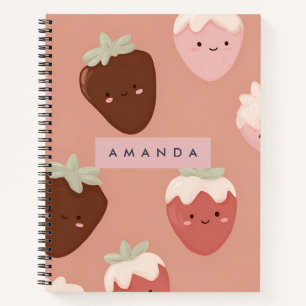 Personalized Kawaii Chocolate Strawberry Pattern Notebook