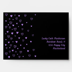 Personalized Kawaii Cute Black Hearts Snail Mail Envelope