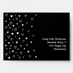 Personalized Kawaii Cute Black Hearts Snail Mail Envelope