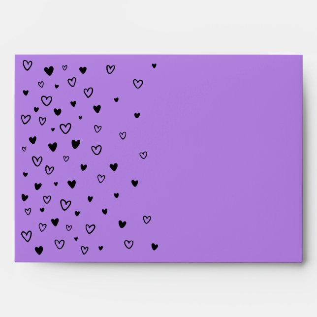 Personalized Kawaii Cute Halloween Black Hearts Envelope (Front)