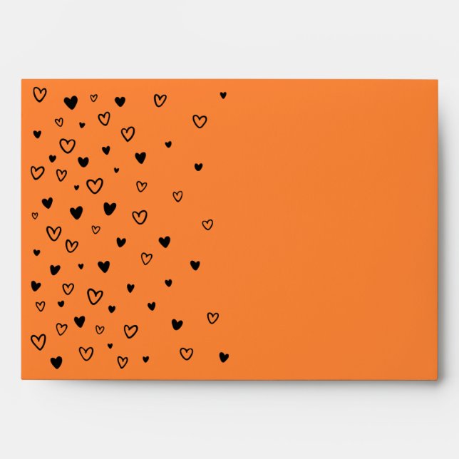 Personalized Kawaii Cute Halloween Black Hearts Envelope (Front)