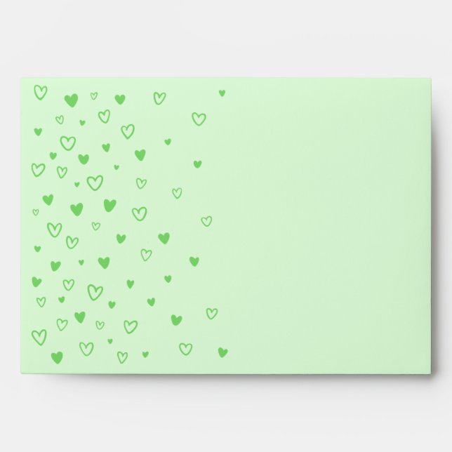 Personalized Kawaii Cute Pastel Green Hearts Love  Envelope (Front)