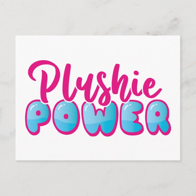 Personalized Kawaii Cute Pink Blue Plushie Power Postcard (Front)