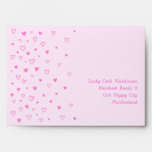 Personalized Kawaii Cute Pink Hearts Pastel Envelope