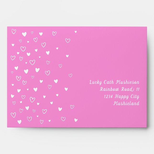 Personalized Kawaii Cute Pink Hearts Snail Mail Envelope (Front)