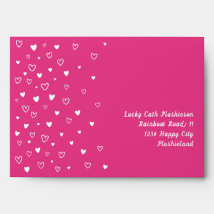 Personalized Kawaii Cute Pink Hearts Snail Mail Envelope